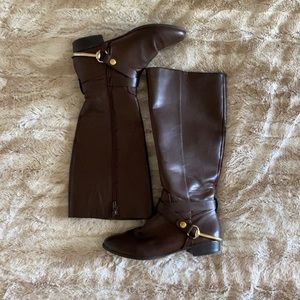 Brown Leather Riding Boots Size 6 Zip Up